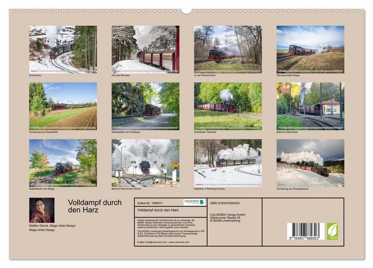 Produktbild: Volldampf durch den Harz (hochwertiger Premium Wandkalender 2026 DIN A2 quer), Kunstdruck in Hochglanz