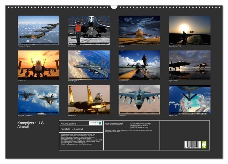 Produktbild: Kampfjets &bull; U.S. Aircraft (Wandkalender 2026 DIN A2 quer), CALVENDO Monatskalender