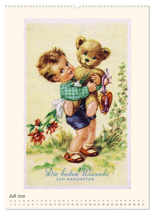 Produktbild: Erste Liebe - Teddyb&auml;ren auf alten Ansichtskarten (hochwertiger Premium Wandkalender 2026 DIN A2 hoch), Kunstdruck in Hochglanz