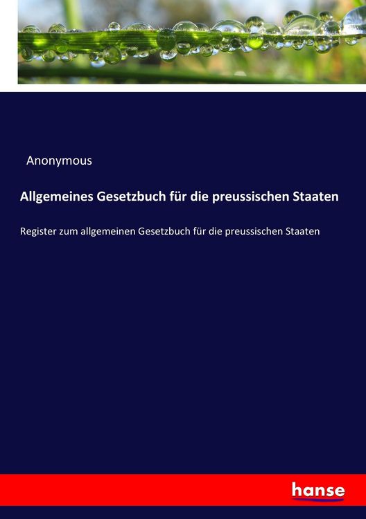 Produktbild: Allgemeines Gesetzbuch f&uuml;r die preussischen Staaten