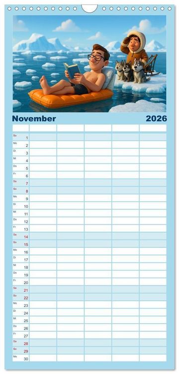 Produktbild: Familienplaner 2026 - K&auml;lteanbeter mit 5 Spalten (Wandkalender, 21 x 45 cm) CALVENDO