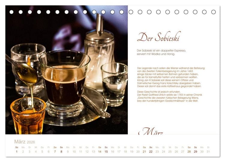 Produktbild: Wiener Kaffeerezepte (Tischkalender 2026 DIN A5 quer), CALVENDO Monatskalender