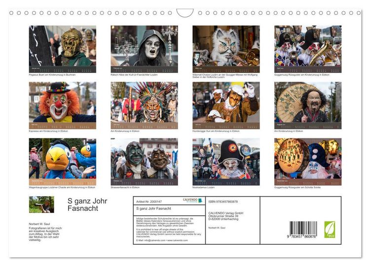 Produktbild: S ganz Johr Fasnacht (Wandkalender 2026 DIN A3 quer), CALVENDO Monatskalender