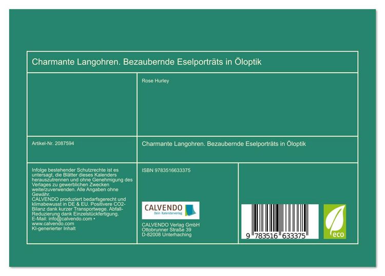 Produktbild: Charmante Langohren. Bezaubernde Eselportr&auml;ts in &Ouml;loptik (Tischkalender 2026 DIN A5 quer), CALVENDO Monatskalender