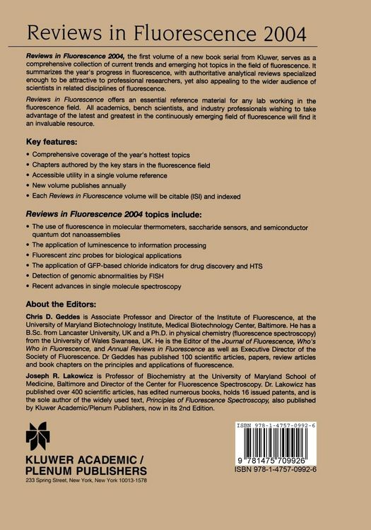 Produktbild: Reviews in Fluorescence 2004