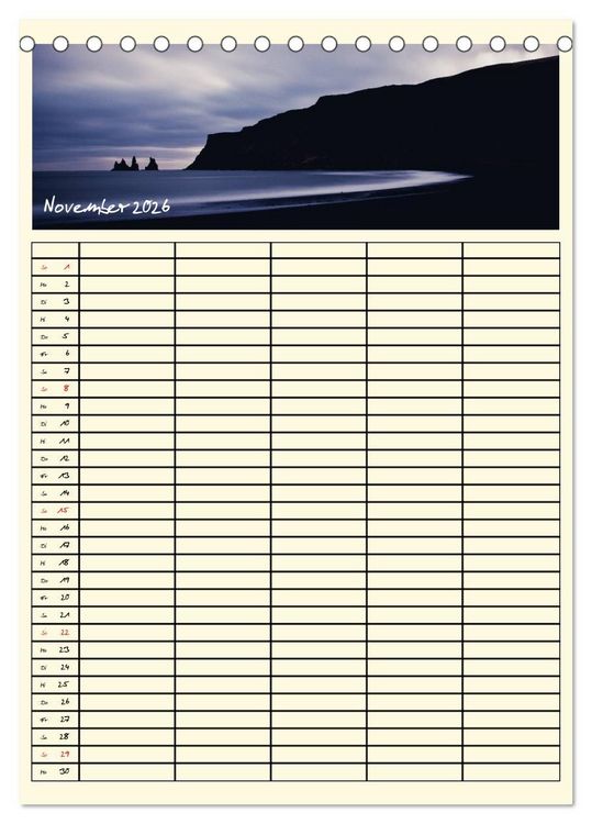 Produktbild: Urlaubsparadiese - Familienplaner (Tischkalender 2026 DIN A5 hoch), CALVENDO Monatskalender