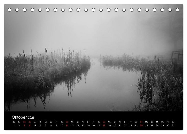 Produktbild: Monochrom 2026 (Tischkalender 2026 DIN A5 quer), CALVENDO Monatskalender