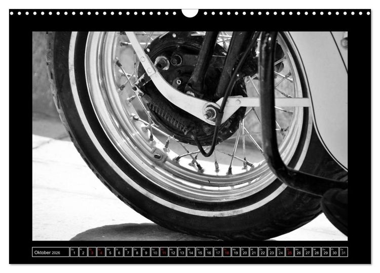 Produktbild: Harley Davidson WLA 750 in Schwarzweiss (Wandkalender 2026 DIN A3 quer), CALVENDO Monatskalender