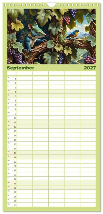 Produktbild: Familienplaner 2027 - Verborgene Welten: Arkanum der mystischen Tierwesen mit 5 Spalten (Wandkalender, 21 x 45 cm) CALVENDO