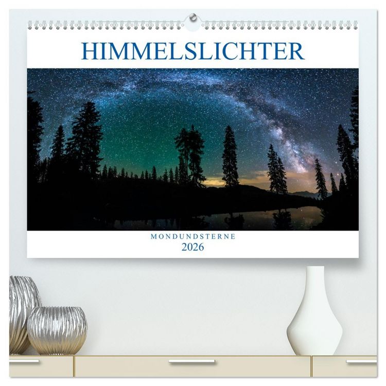 Produktbild: Himmelslichter - Mond und Sterne (hochwertiger Premium Wandkalender 2026 DIN A2 quer), Kunstdruck in Hochglanz