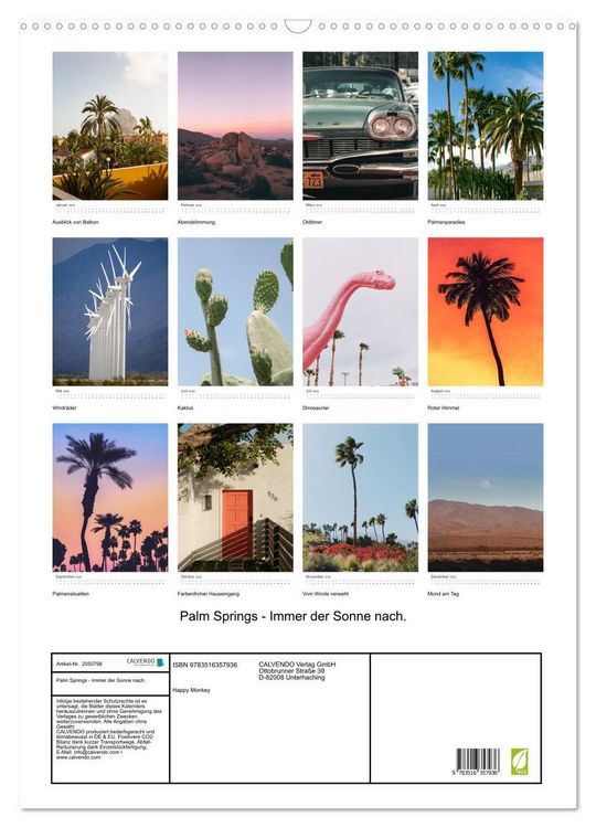 Produktbild: Palm Springs - Immer der Sonne nach. (Wandkalender 2026 DIN A2 hoch), CALVENDO Monatskalender