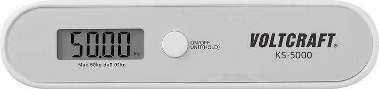 Produktbild: VOLTCRAFT KS-5000 Kofferwaage KS-5000 W&auml;gebereich (max.) 50 kg Ablesbarkeit 10 g batteriebetrieben Grau