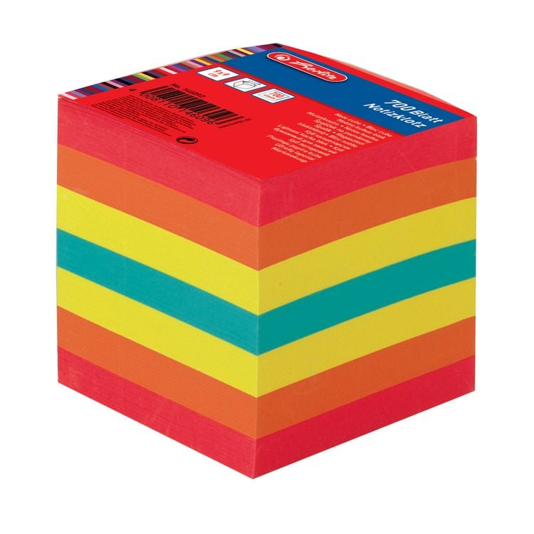Produktbild: Herlitz Notizklotz geleimt 700 Blatt 9x9cm farbig
