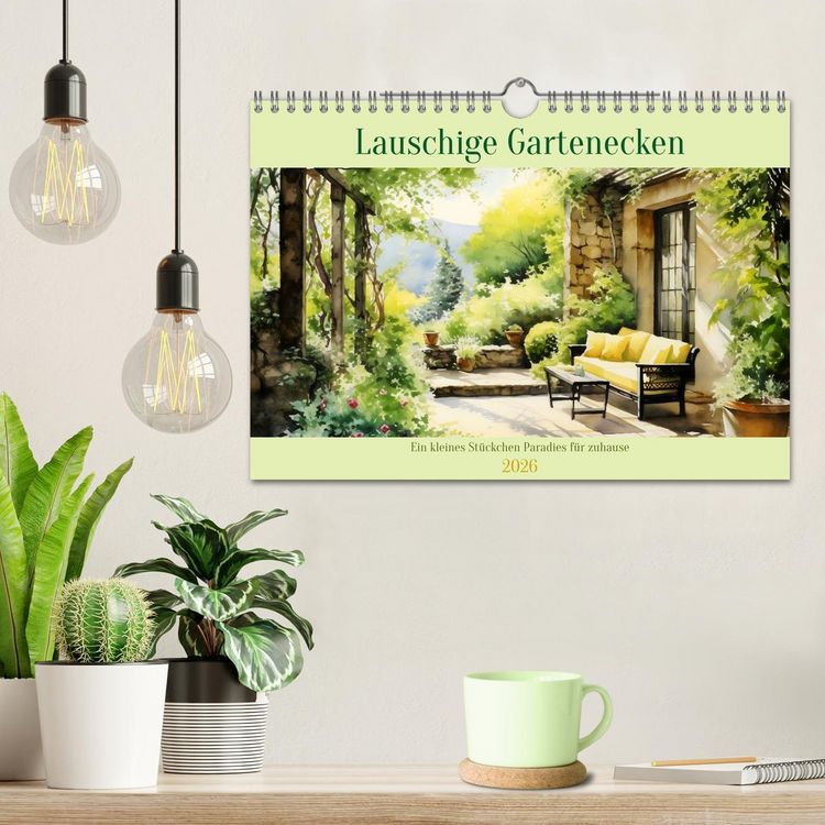 Produktbild: Lauschige Gartenecken (Wandkalender 2026 DIN A4 quer), CALVENDO Monatskalender