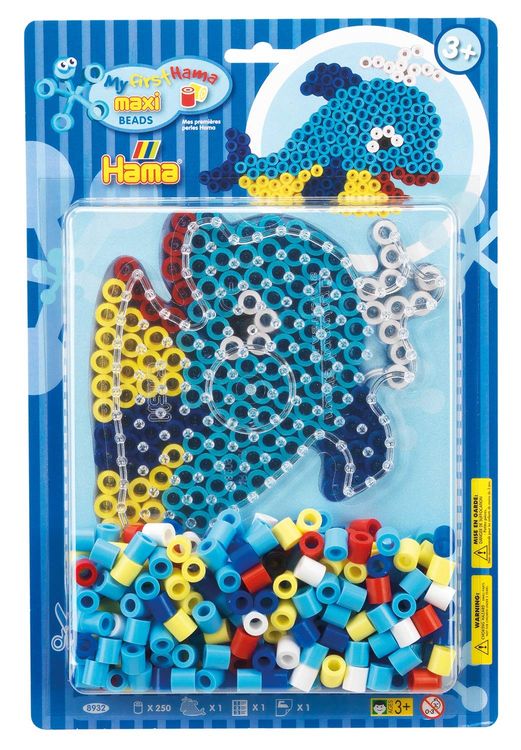 Produktbild: Hama 8932 - Bügelperlen inkl. Stiftplatte, Wal, 250 Maxi-Perlen und Zubehör