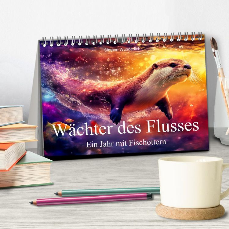 Produktbild: W&auml;chter des Flusses - Ein Jahr mit Fischottern (Tischkalender 2026 DIN A5 quer), CALVENDO Monatskalender