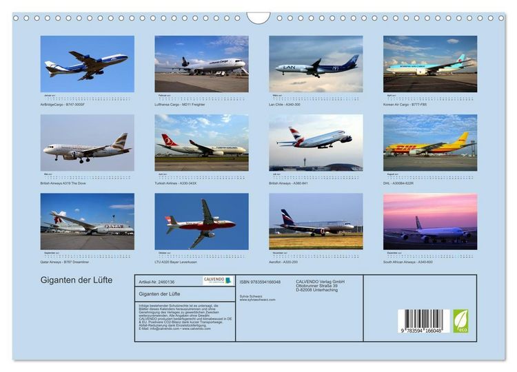 Produktbild: Giganten der L&uuml;fte (Wandkalender 2027 DIN A3 quer), CALVENDO Monatskalender