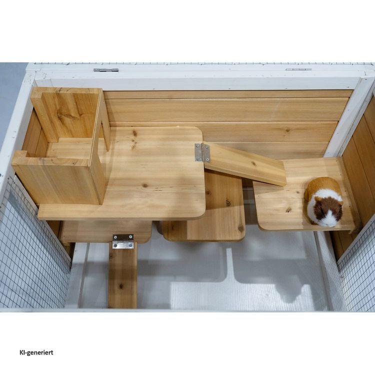 Produktbild: HTI-Living Erh&ouml;hter Kleintierk&auml;fig aus Holz Nagerk&auml;fig f&uuml;r Kaninchen, Meerschweinchen und Co.