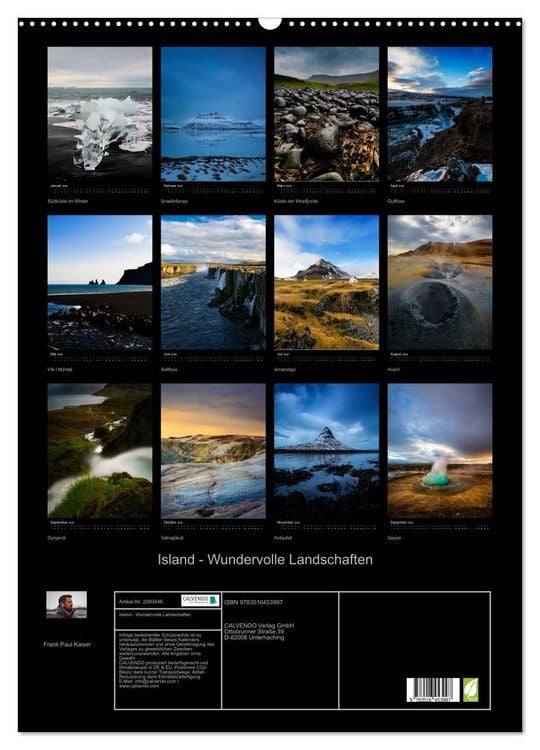 Produktbild: Island - Wundervolle Landschaften (Wandkalender 2026 DIN A2 hoch), CALVENDO Monatskalender
