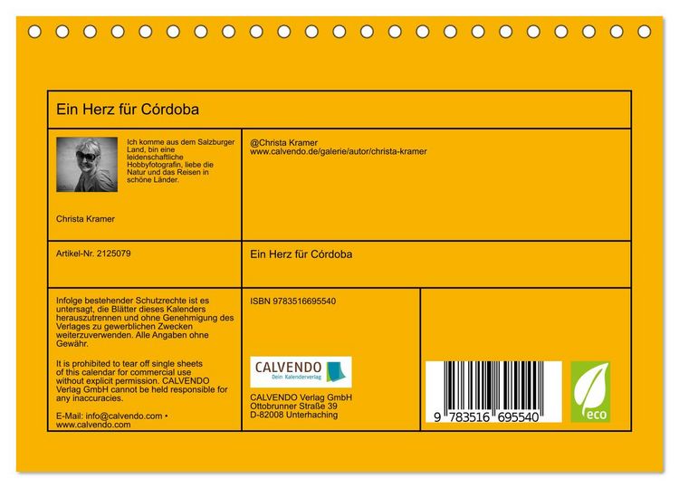 Produktbild: Ein Herz f&uuml;r C&oacute;rdoba (Tischkalender 2026 DIN A5 quer), CALVENDO Monatskalender