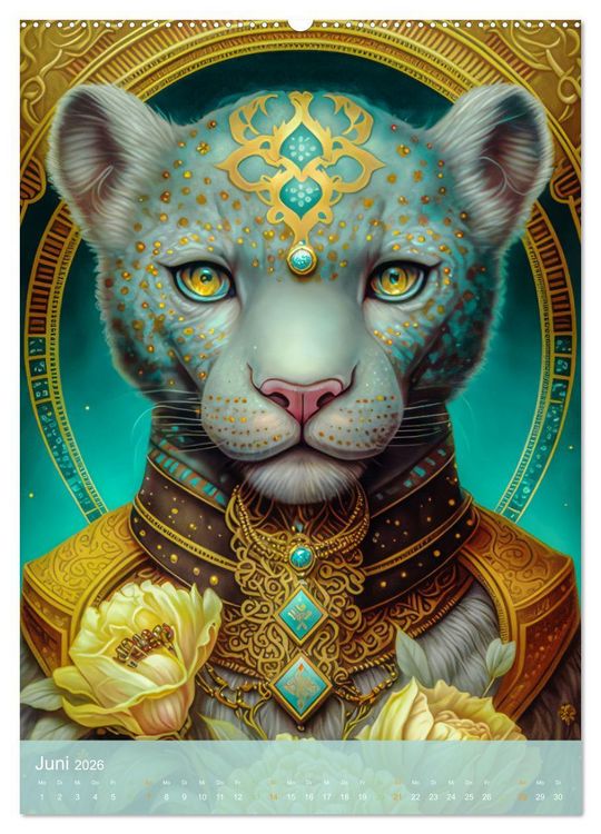 Produktbild: Tiere im Tarot Stil (Wandkalender 2026 DIN A2 hoch), CALVENDO Monatskalender