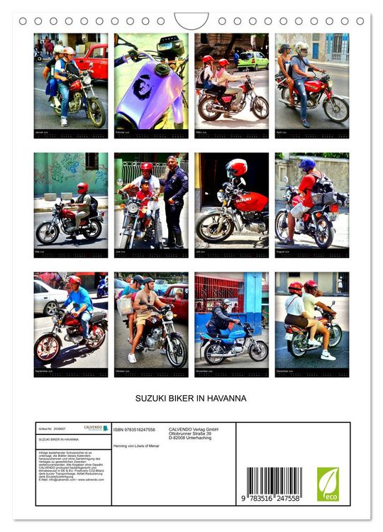 Produktbild: SUZUKI BIKER IN HAVANNA (Wandkalender 2026 DIN A4 hoch), CALVENDO Monatskalender