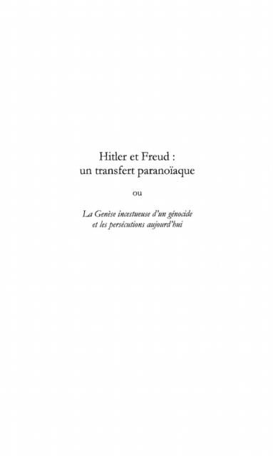 Produktbild: Hitler Et Freud, Un Transfert Parano??aque