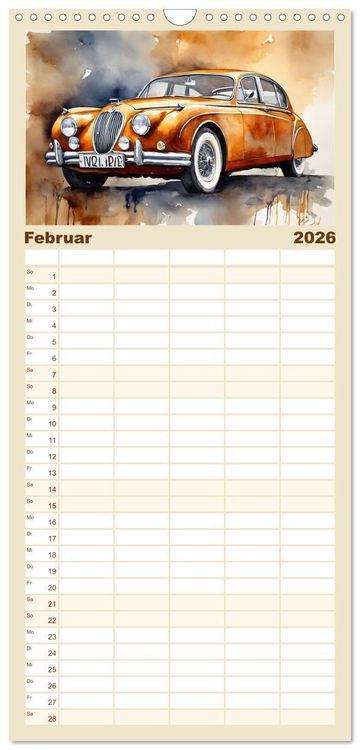 Produktbild: Familienplaner 2026 - Oldtimer - Kultmodelle aus den 1960er Jahren mit 5 Spalten (Wandkalender, 21 x 45 cm) CALVENDO