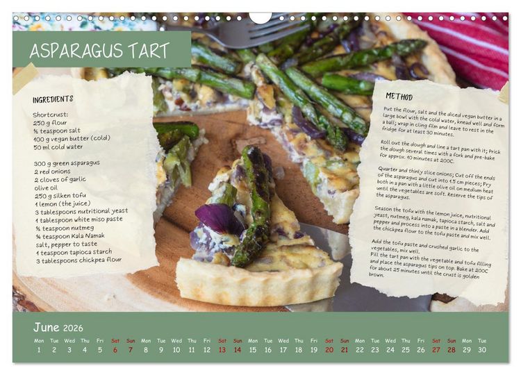 Produktbild: indulge plant-based - irresistibly delicious, vegan recipes for the year (Wall Calendar 2026 DIN A3 landscape), CALVENDO 12 Month Wall Calendar
