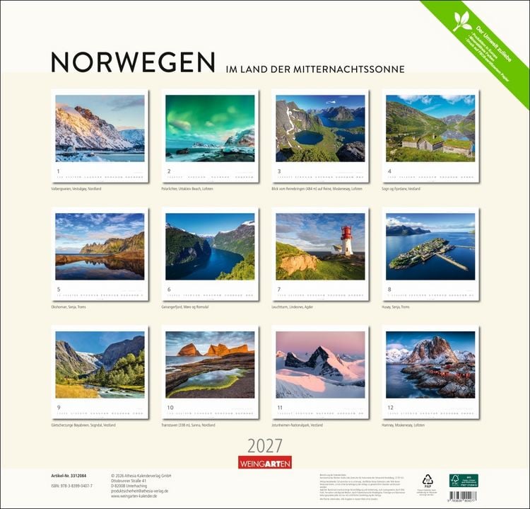 Produktbild: Norwegen Kalender 2027 - Im Land der Mitternachtssonne