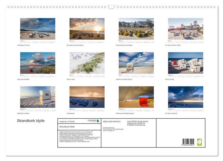 Produktbild: Strandkorb Idylle (Wandkalender 2026 DIN A2 quer), CALVENDO Monatskalender