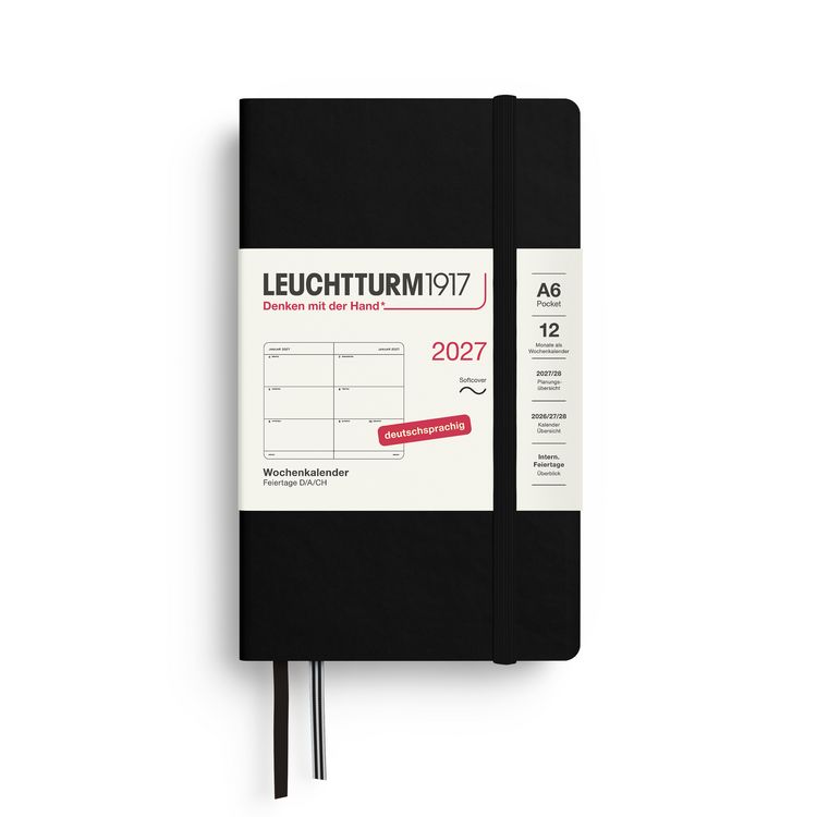 Produktbild: Wochenkalender Pocket (A6) 2027, Softcover, Schwarz, Deutsch