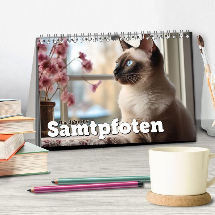 Produktbild: Das Jahr der Samtpfoten (Tischkalender 2026 DIN A5 quer), CALVENDO Monatskalender