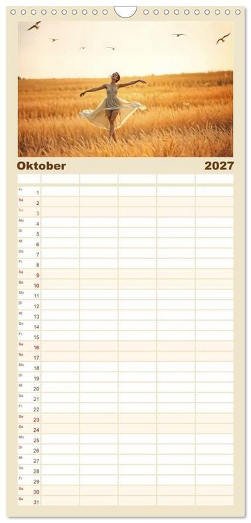 Produktbild: Familienplaner 2027 - Fl&uuml;gel aus Licht - Ballett in der Poesie der Natur mit 5 Spalten (Wandkalender, 21 x 45 cm) CALVENDO