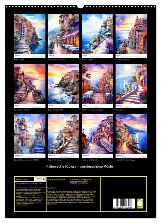 Produktbild: Italienische Riviera - wundersch&ouml;ne K&uuml;ste (hochwertiger Premium Wandkalender 2026 DIN A2 hoch), Kunstdruck in Hochglanz