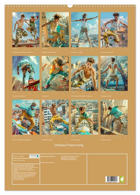 Produktbild: Urbanes Freerunning (Wandkalender 2026 DIN A2 hoch), CALVENDO Monatskalender