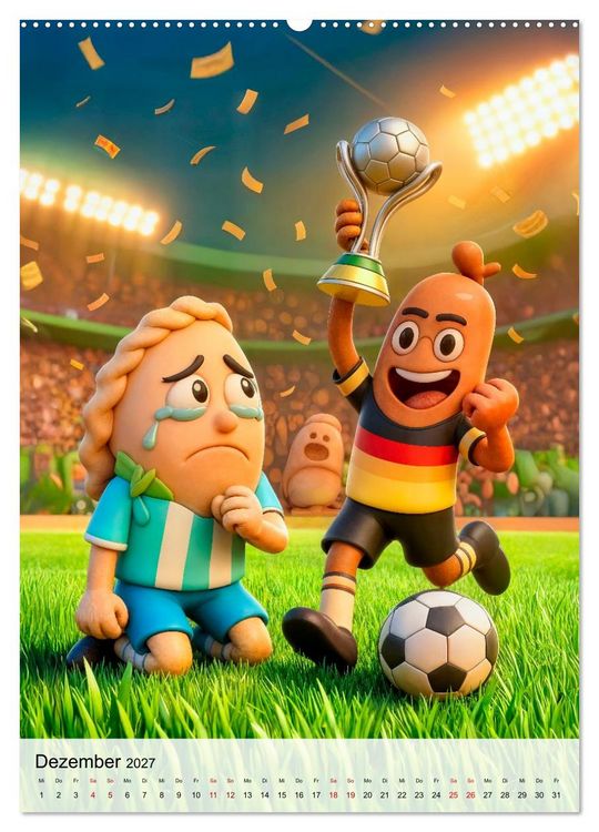 Produktbild: Food‑Fu&szlig;baller - Lustiger kulinarischer Fu&szlig;ballspa&szlig; (Wandkalender 2027 DIN A2 hoch), CALVENDO Monatskalender
