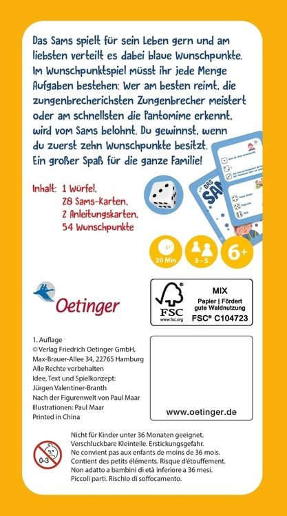 Produktbild: Das Sams. Das Wunschpunktspiel