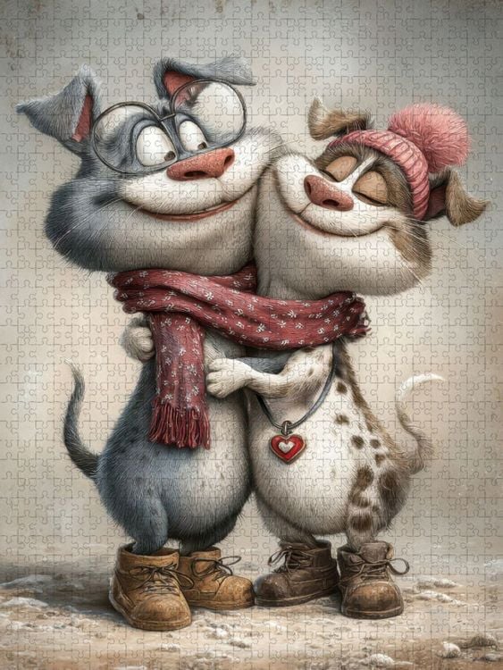 Produktbild: CALVENDO Puzzle Hunde - Liebe | 1000 Teile Lege-Gr&ouml;&szlig;e 64x48cm Foto-Puzzle f&uuml;r gl&uuml;ckliche Stunden