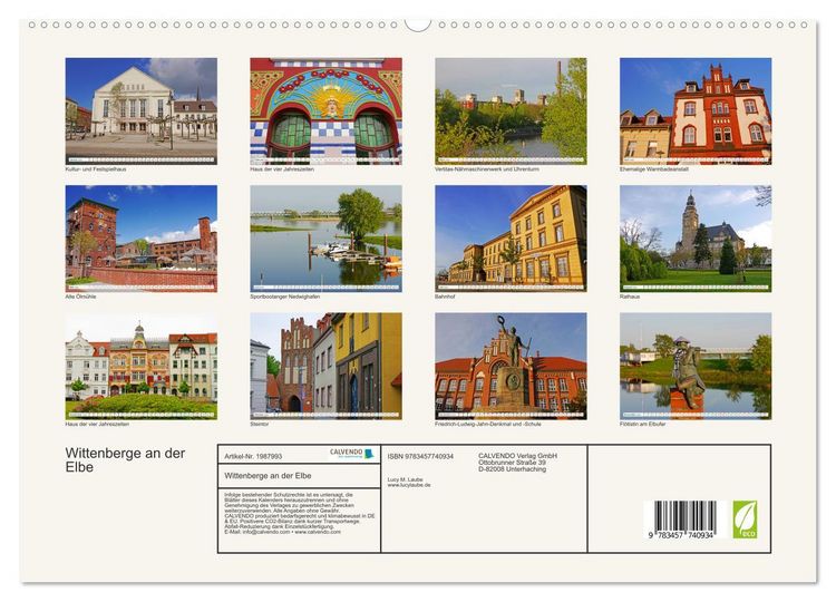 Produktbild: Wittenberge an der Elbe (hochwertiger Premium Wandkalender 2026 DIN A2 quer), Kunstdruck in Hochglanz