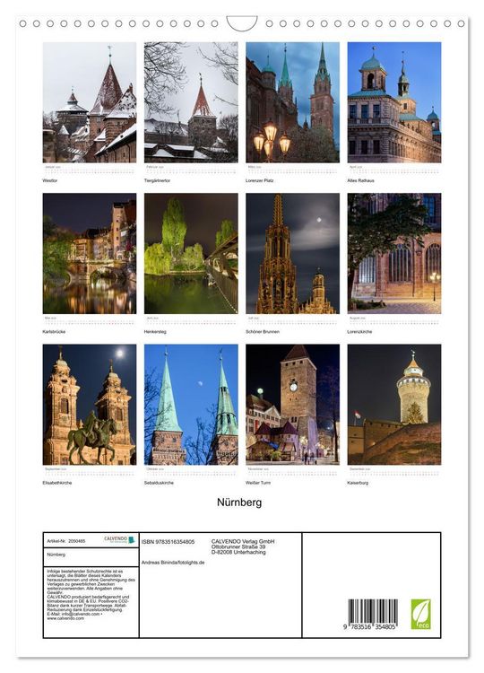 Produktbild: N&uuml;rnberg (Wandkalender 2026 DIN A3 hoch), CALVENDO Monatskalender