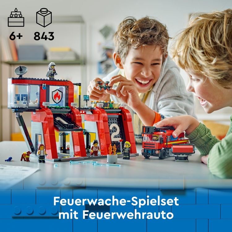 Produktbild: LEGO City 60414 Feuerwehrstation mit Drehleiterfahrzeug, Feuerwehr-Spielzeug