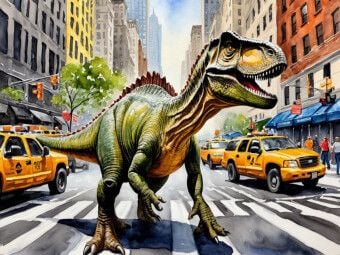 Produktbild: CALVENDO Puzzle Tyrannus Saurus in New York | 1000 Teile Lege-Gr&ouml;&szlig;e 64x48cm Foto-Puzzle f&uuml;r gl&uuml;ckliche Stunden