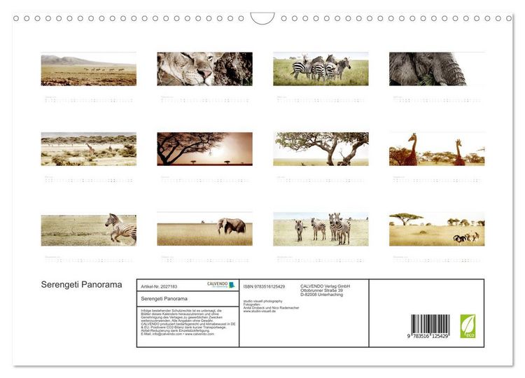 Produktbild: Serengeti Panorama (Wandkalender 2026 DIN A3 quer), CALVENDO Monatskalender
