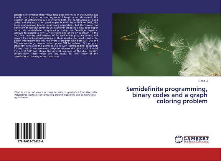 Produktbild: Semidefinite programming, binary codes and a graph coloring problem