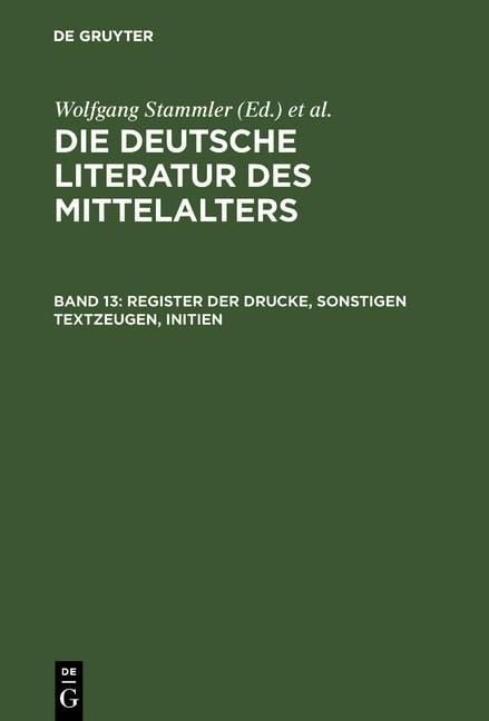 Produktbild: Register der Drucke, Sonstigen Textzeugen, Initien