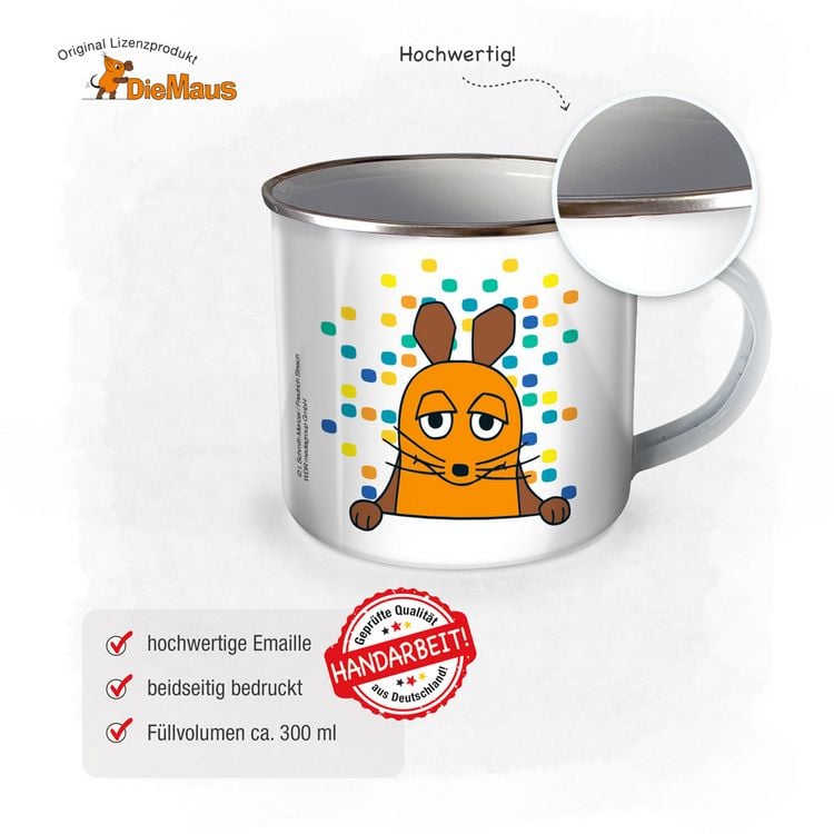 Produktbild: Tr&ouml;tsch Die Maus Emaille Becher Tasse Bunt
