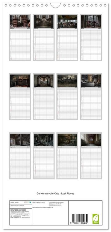 Produktbild: Familienplaner 2027 - Geheimnisvolle Orte - Lost Places mit 5 Spalten (Wandkalender, 21 x 45 cm) CALVENDO