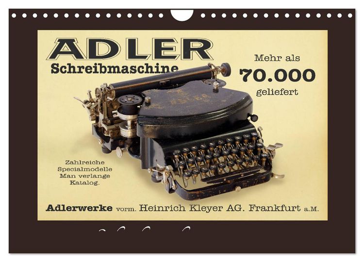 Produktbild: Schreibmaschinen um 1900 (Wandkalender 2026 DIN A4 quer), CALVENDO Monatskalender