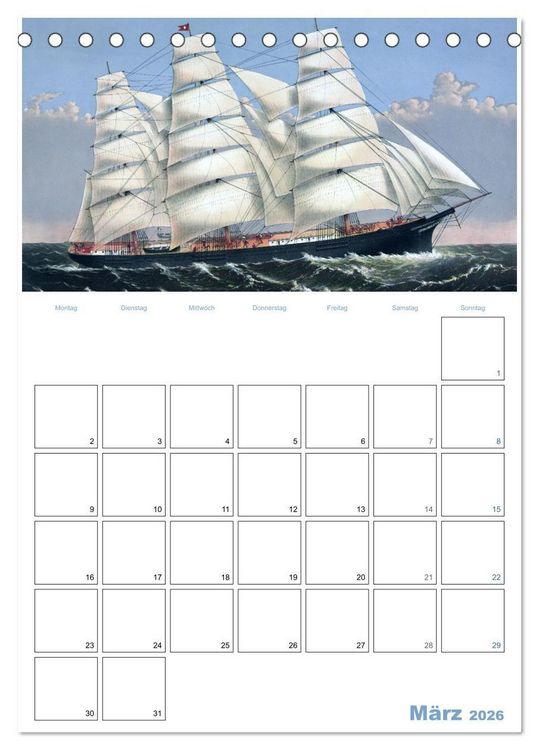 Produktbild: Segelschiffe - mit Planerfunktion (Tischkalender 2026 DIN A5 hoch), CALVENDO Monatskalender